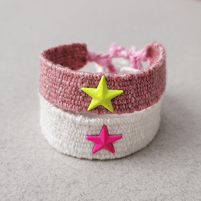 Pulsera boho hilo estrella rosa y flúor - Imagen 6