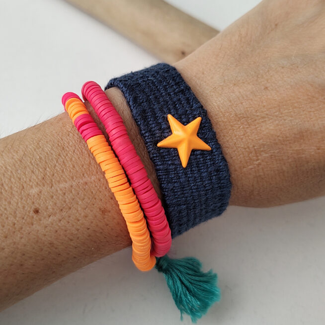 Pulsera boho hilo estrella naranja - Imagen 3